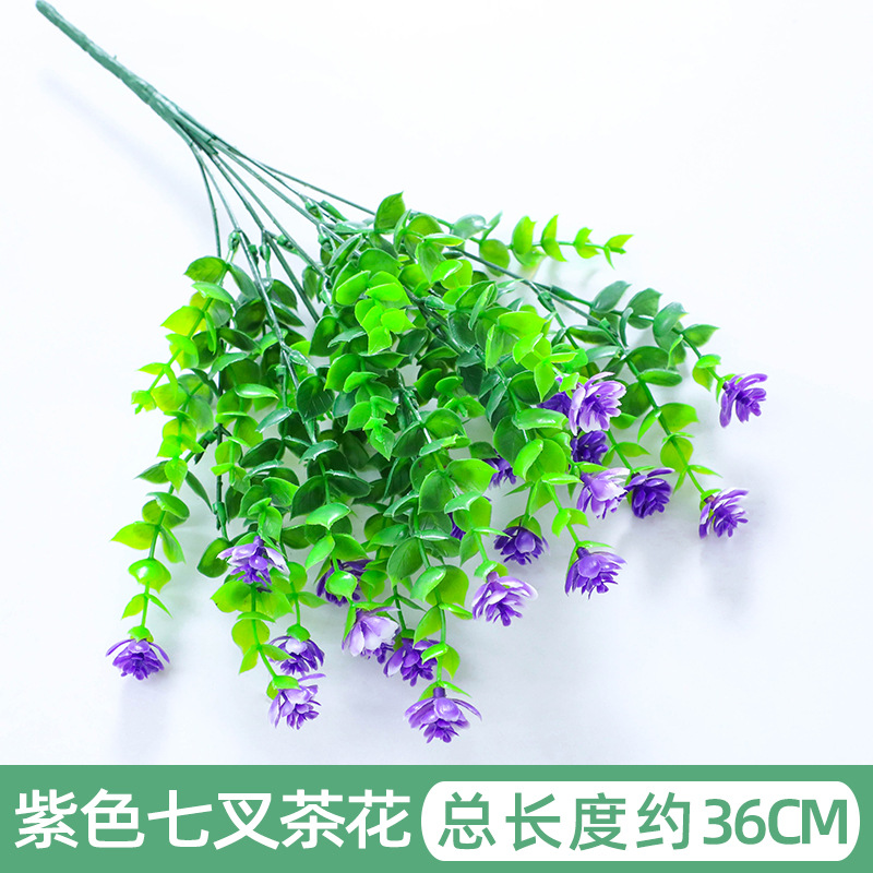 Eucalyptus Camellia Artificial Flowers Artificial Flower Outdoor Fake Flower Furnishings Decorative UV-Proof Plastic Green Shrub