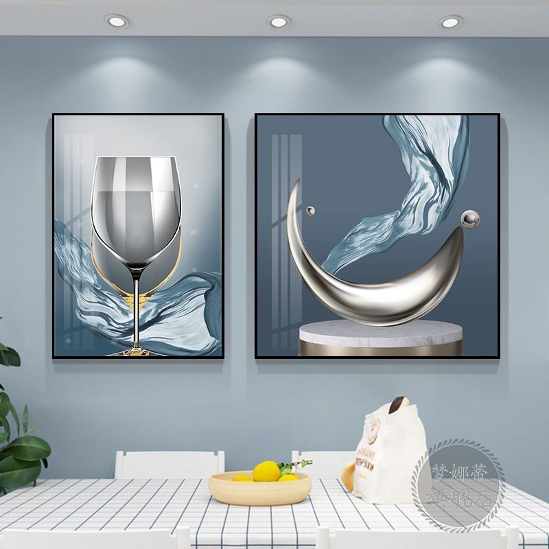 餐厅装饰画现代简约歺厅挂画饭厅餐桌厨房背景墙面壁画轻奢晶瓷画
