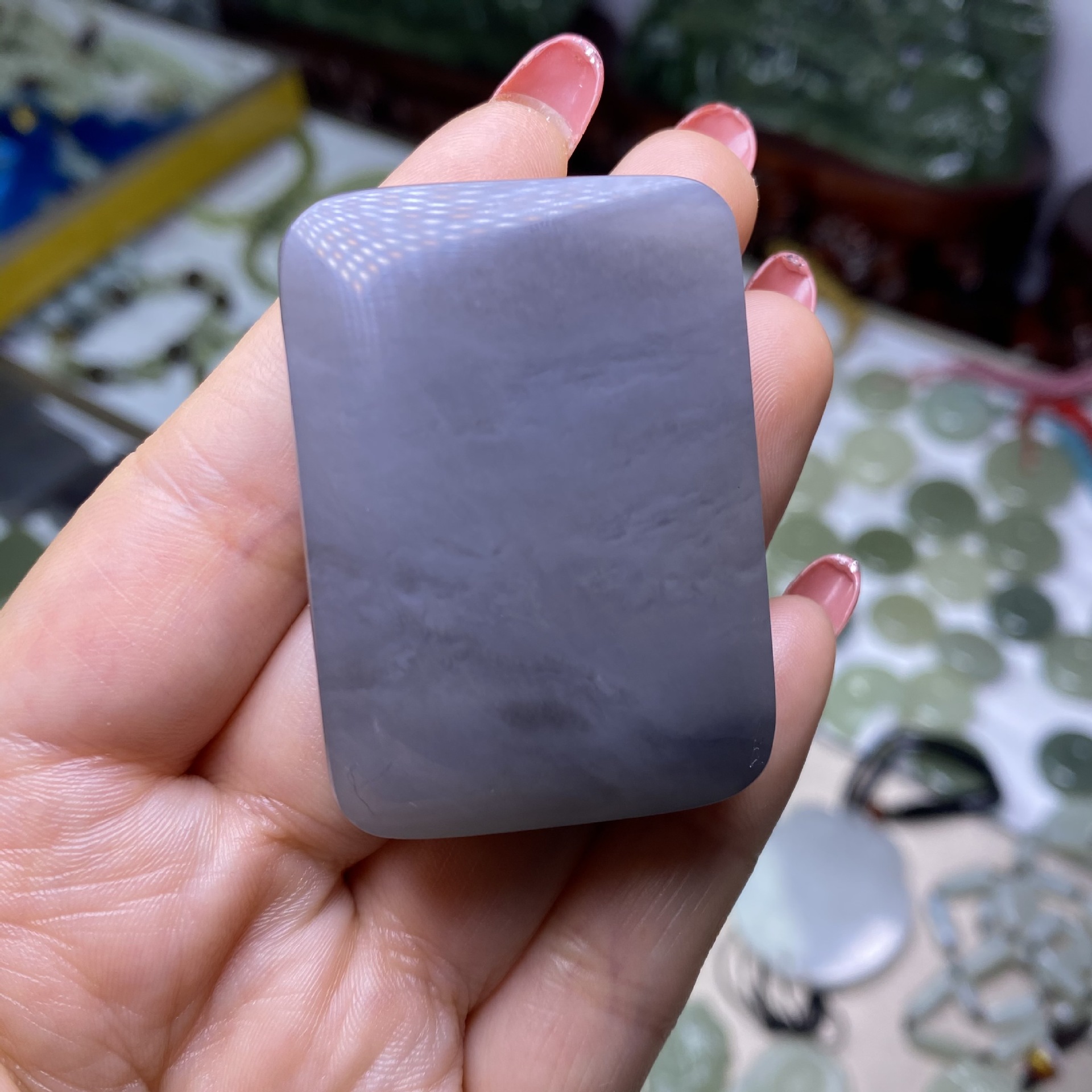 新疆和田玉烟紫玉牌 平安无事面包牌挂坠挂件男士牌子批发