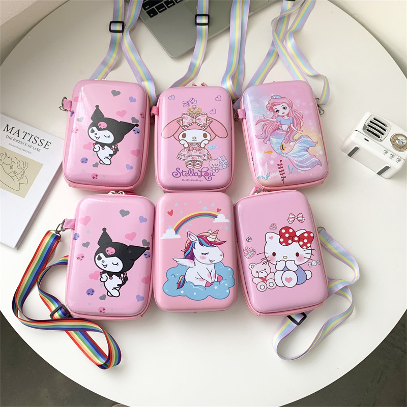 children‘s crossbody bag pvc mobile phone bag zipper bag women‘s mobile phone bag eva printing pouch