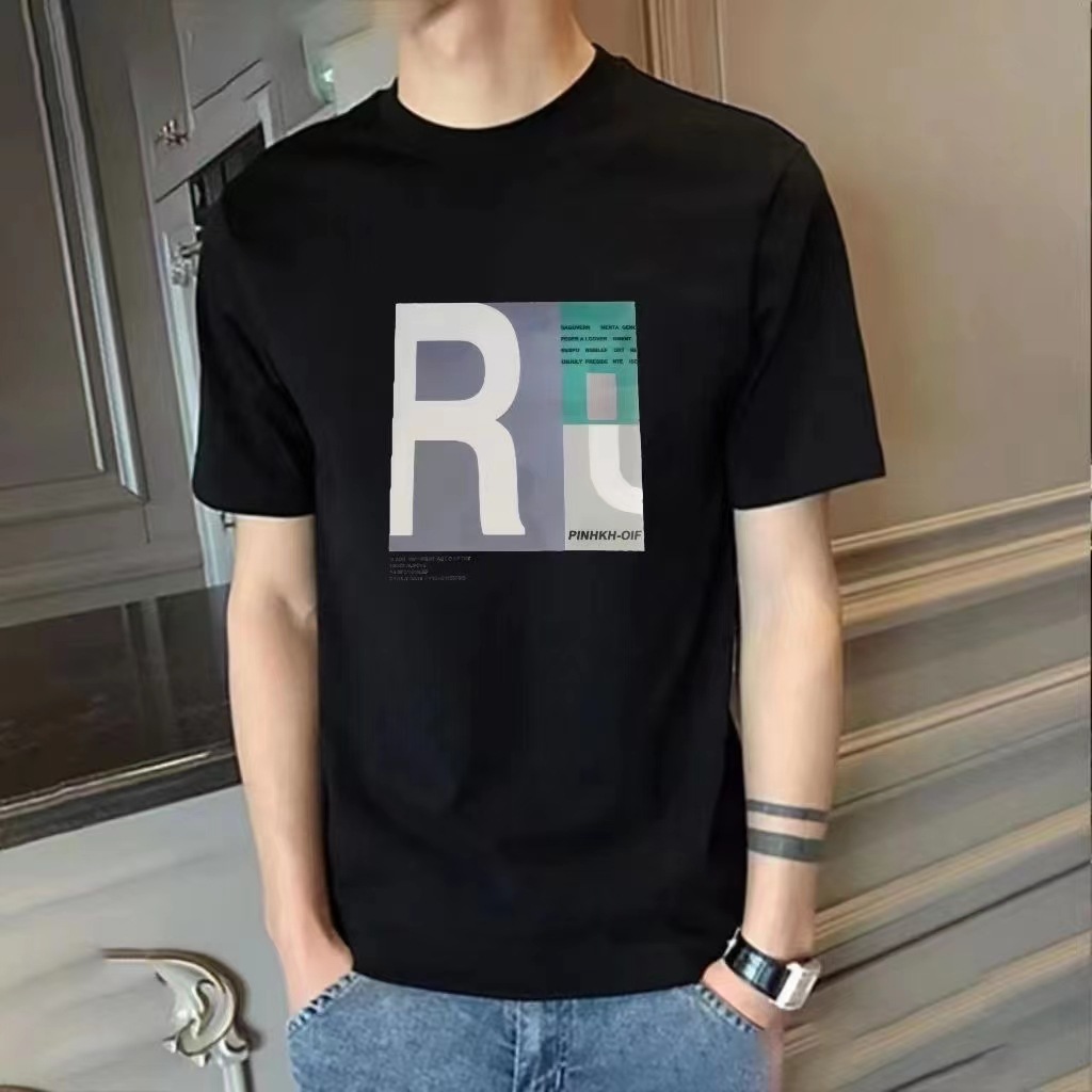 Short-Sleeved Men's T-shirt All Cotton Loose 2023 New Casual Men's Solid Color Men's Clothing Wholesale Men's T-shirt Fashion Simple