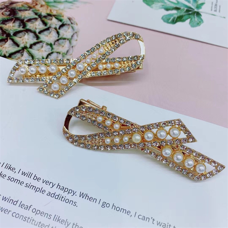 New Korean Style Fashion Trending Alloy Duckbill Clip Temperament Side Clip Rhinestone Hairpin