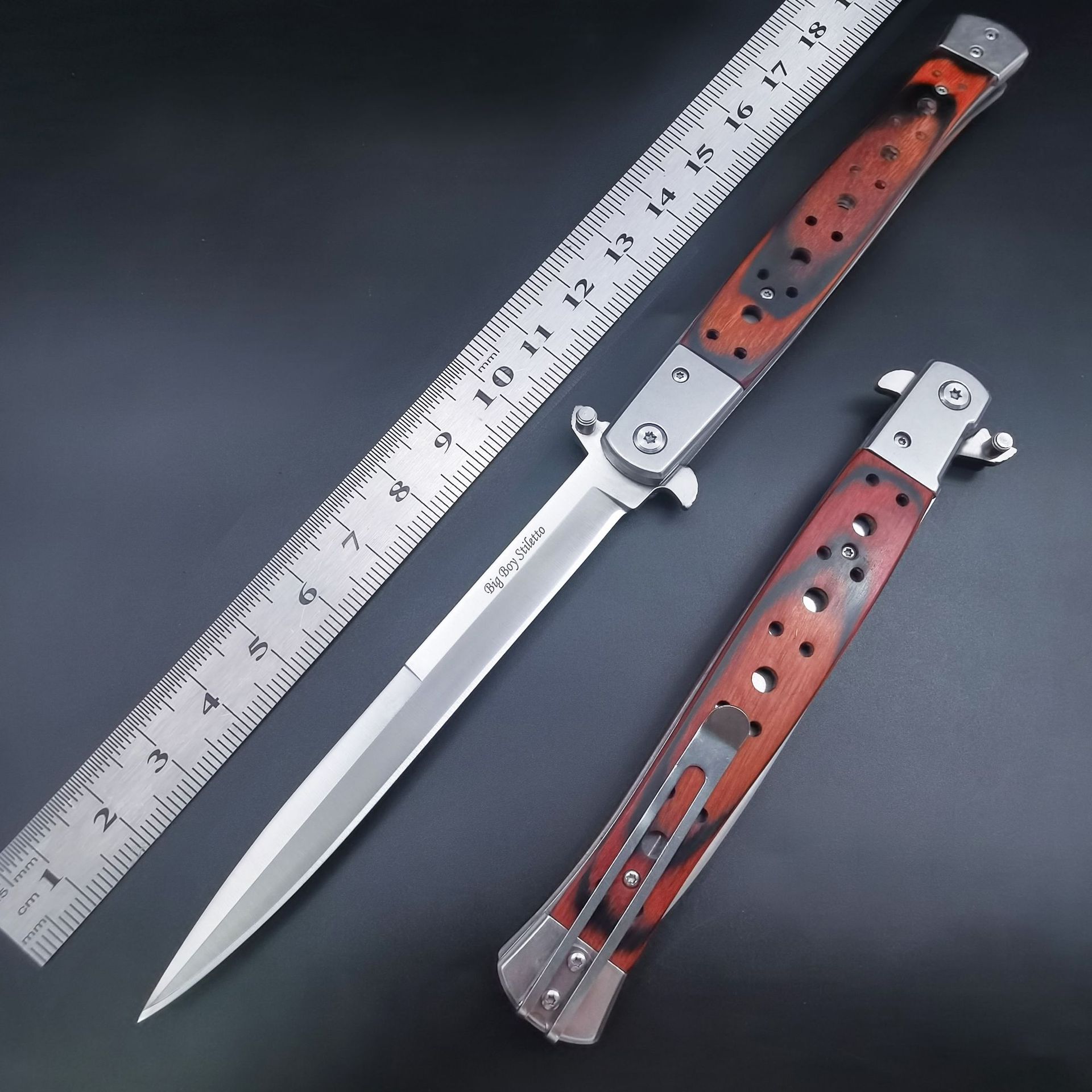 厂家直销剑鱼户外刀防身武器高硬度生存军刀户外小刀木柄折叠刀