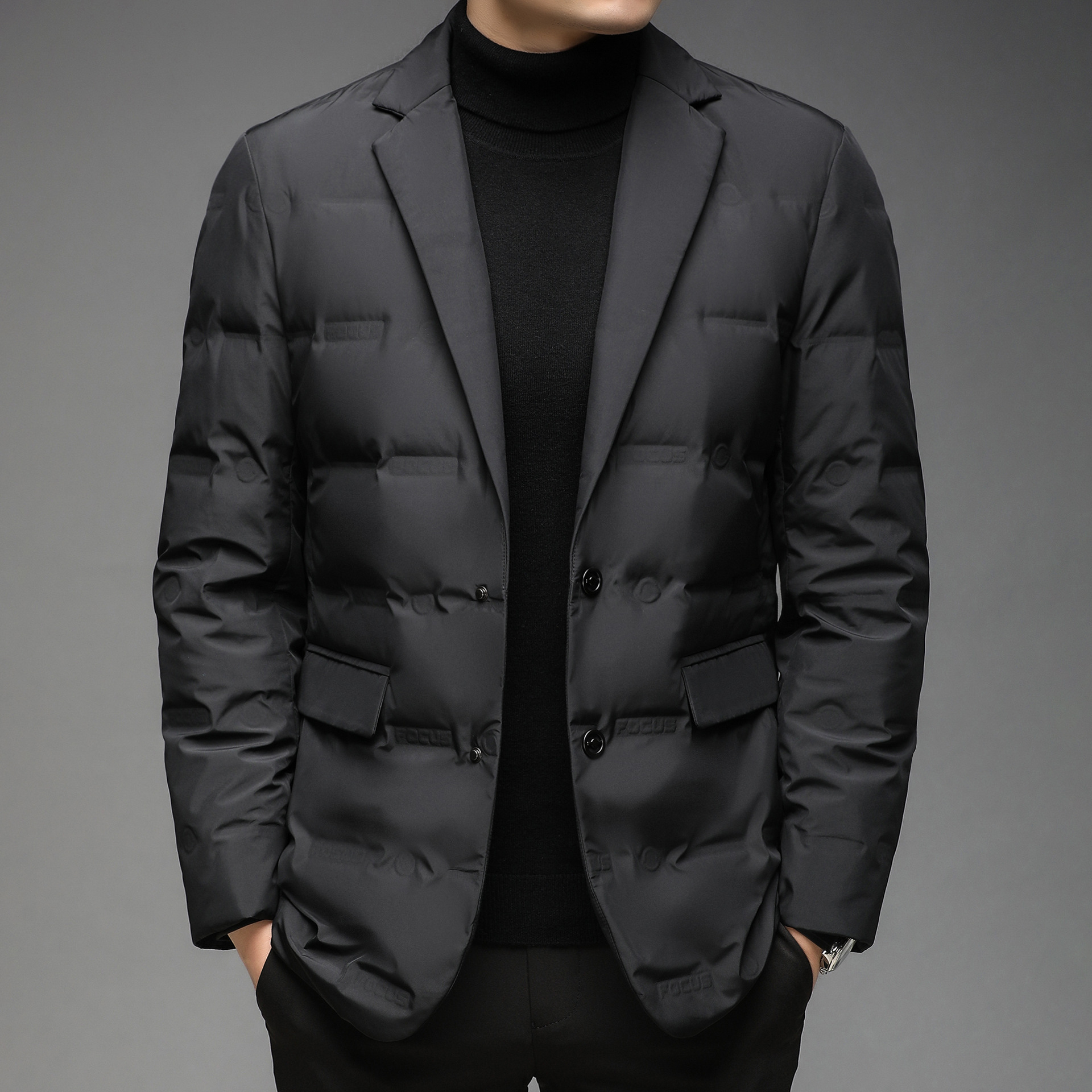 白鸭绒短款羽绒服男装2021年新款冬季中年时尚商务保暖外套爸爸装