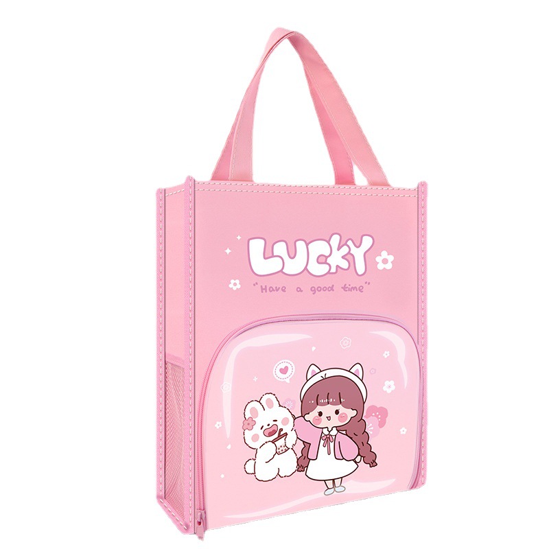 Good-looking Thickened Tuition Bag Ins Portable Book Bag Primary School Students' Homework Tuition Bag Waterproof Cartoon Art Bag