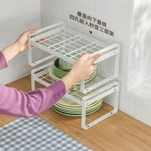 BH0D橱柜内锅具分层架家用台面餐边柜隔板收纳柜子调料碗碟伸缩置