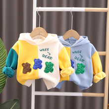 韩版童装婴儿衣服新款套头外套男宝宝加绒卫衣连帽儿童1-3岁上衣2