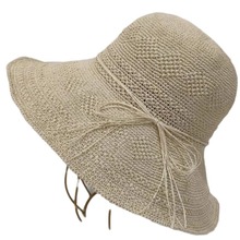 女士单丝成品帽外出防晒遮阳手工钩针草帽草编时尚折叠沙滩太阳帽