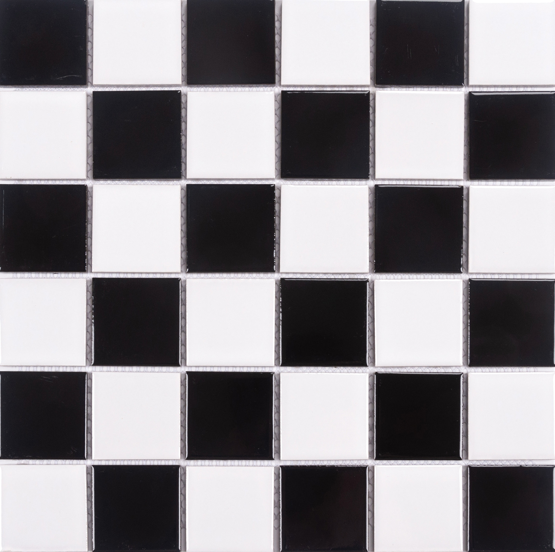 经典黑白棋盘格 48*48 马赛克背景墙 厨房墙砖瓷片加工定制