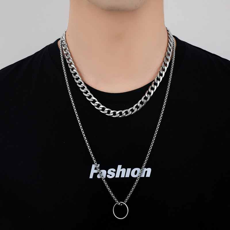 Wholesale NK Chain European and American Titanium Steel Cuban Link Chain Necklace Male and Female Trendy Brand Simple Hip Hop All-Matching Accessories Do Not Fade Thick Type