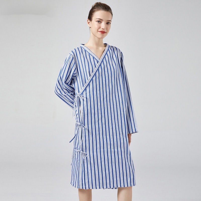 病号服女系带大褂长款易穿脱护理服医院病人睡袍男病员衣服工作制