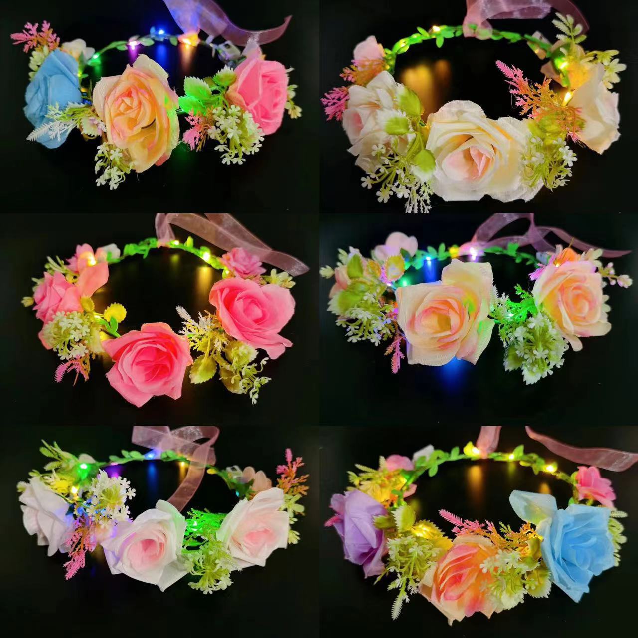 新款发光花环儿童成人公主璀璨头饰景区节日拍照仙女闪光花环头箍