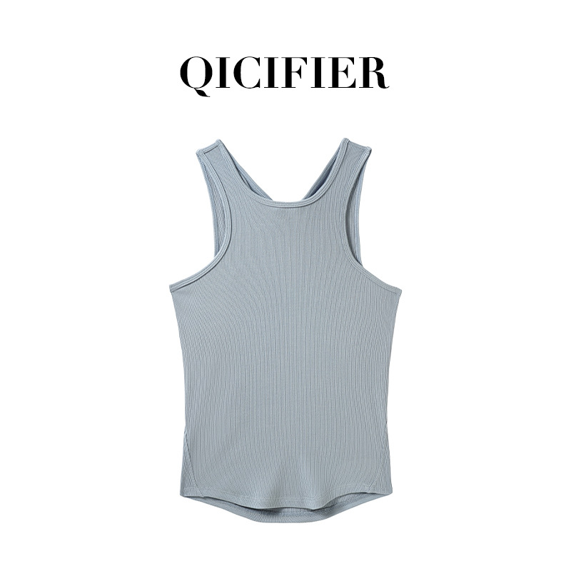 Qcfe Spring/Summer New Back Hollow-out Twisted Sports Vest Breathable Nude Feel Outdoor Running Sports Workout Clothes for Women