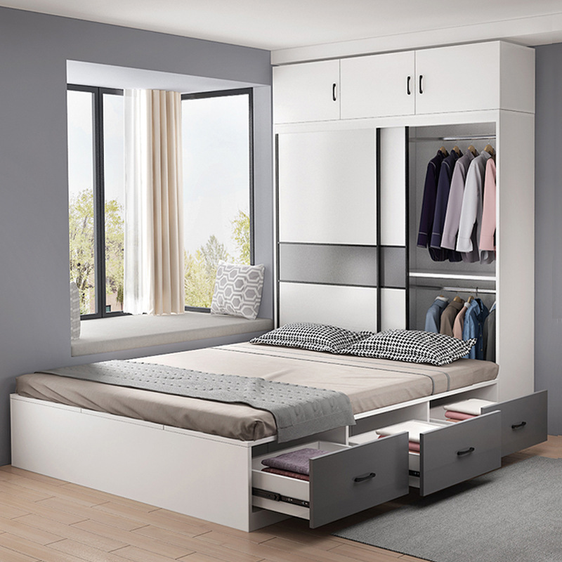 榻榻米衣柜床一体儿童小户型衣帽间组合床省空间多功能高箱储物床