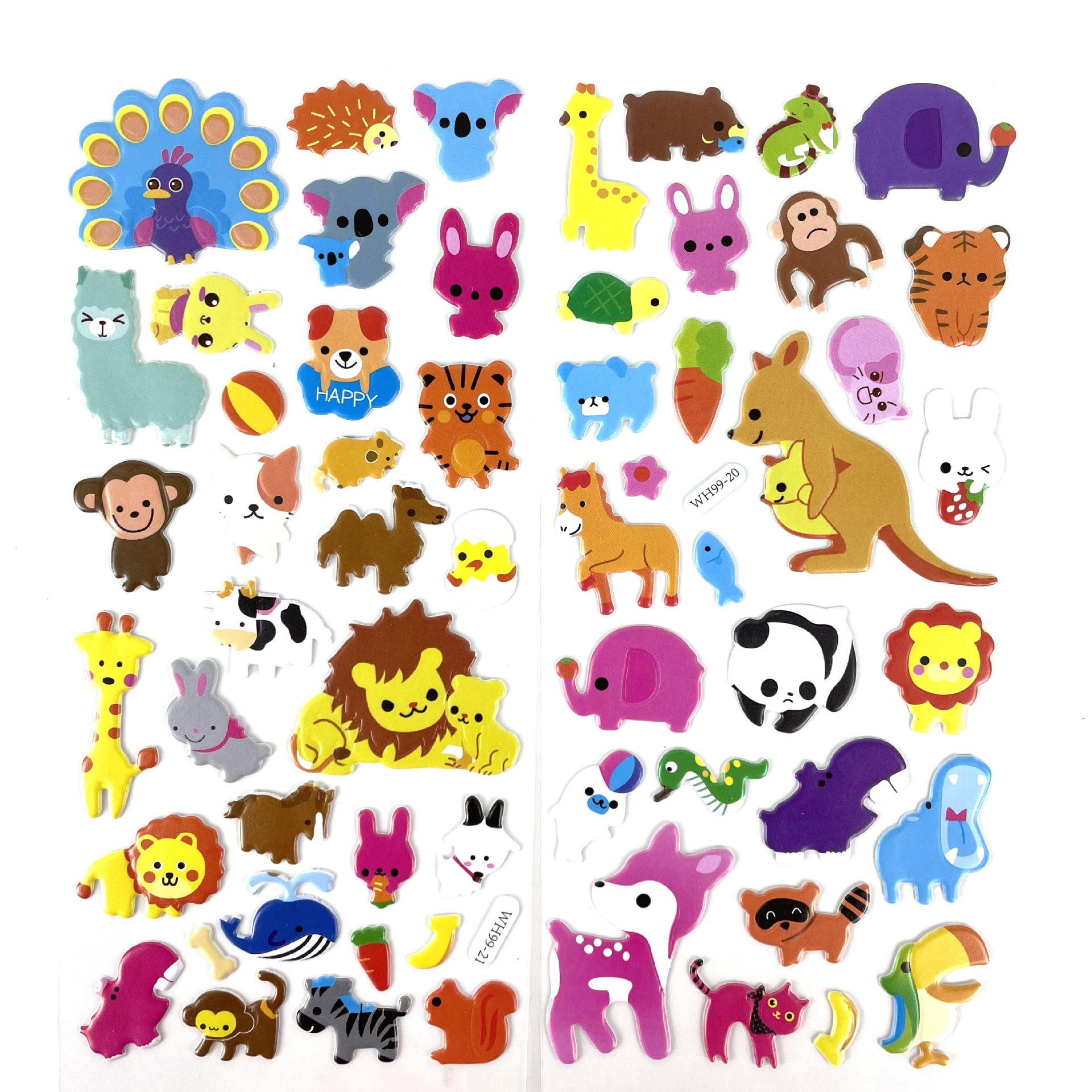 儿童贴纸 卡通小动物泡泡贴纸 动物可爱卡通芙蓉皮泡棉奖励贴纸