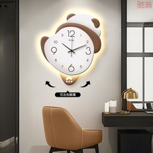 hX6熊猫钟表客厅挂钟2023新款钟表挂墙摇摆时钟免打孔静音创意时