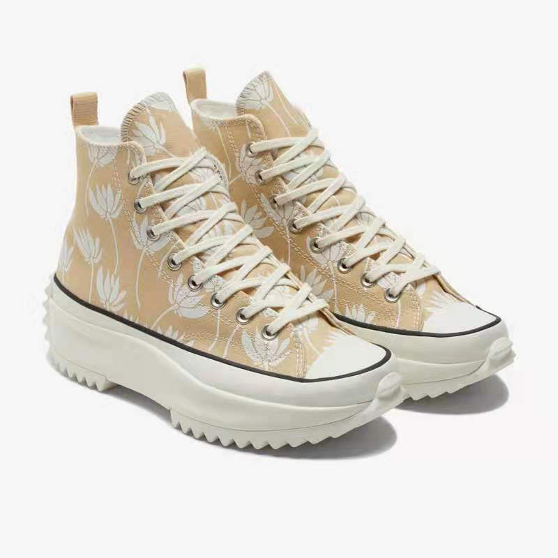 明星同款run star hike厚底jw联名松糕鞋花卉女1970s增高帆布鞋