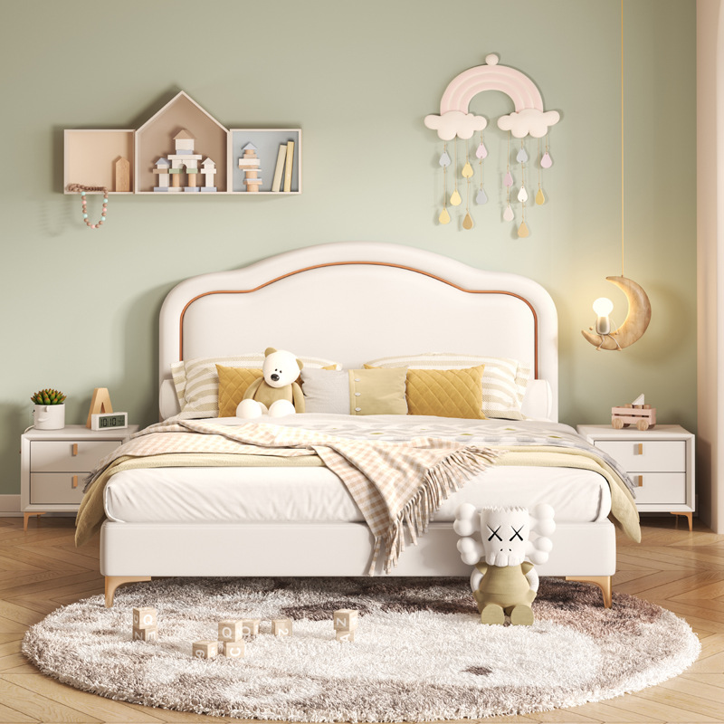 儿童床女孩公主床卧室单人云朵小户型现代简约儿童软床家具