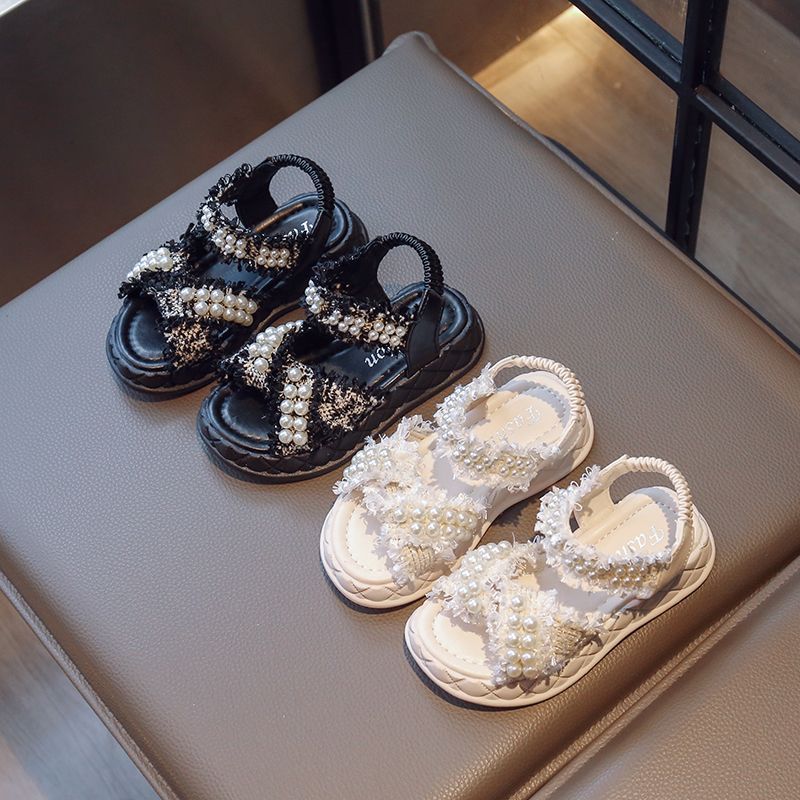 2024夏季新款女童凉鞋露趾公主小香风珍珠可爱单鞋鱼嘴小中大包邮