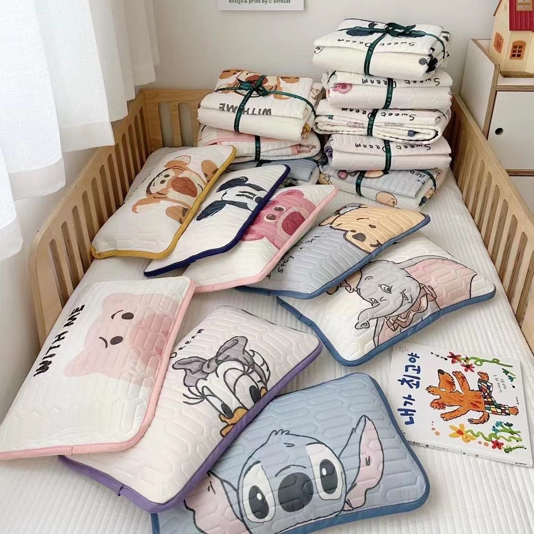 INS Korean Cartoon Children's Ice Silk Latex Summer Mat Kindergarten Baby Soft Cool Pad Crib Game Mat