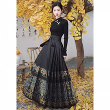 潮牌新中式国风女装黑色马面裙套装春夏新款高端小个子穿搭一整套
