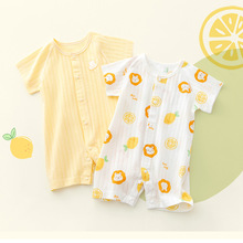 纯棉哈衣爬服0连体衣婴儿宝宝夏季短袖薄款新生儿衣服到月透气3个