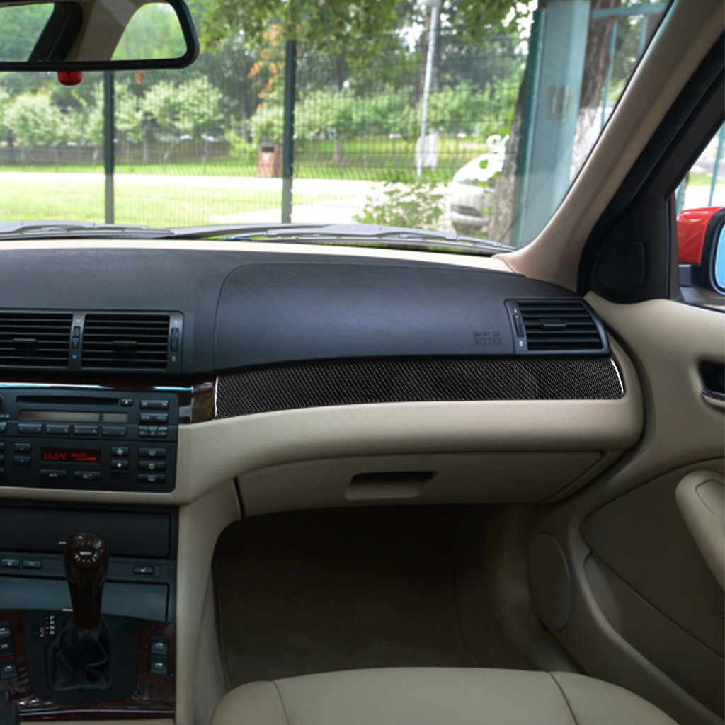 适用宝马bmw老3系e46碳纤维副驾中控条装饰贴汽车内饰改装框架贴