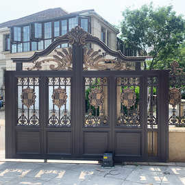 铝合金电动平移门别墅庭院移门铝艺院子大门推拉门高档欧式无锡