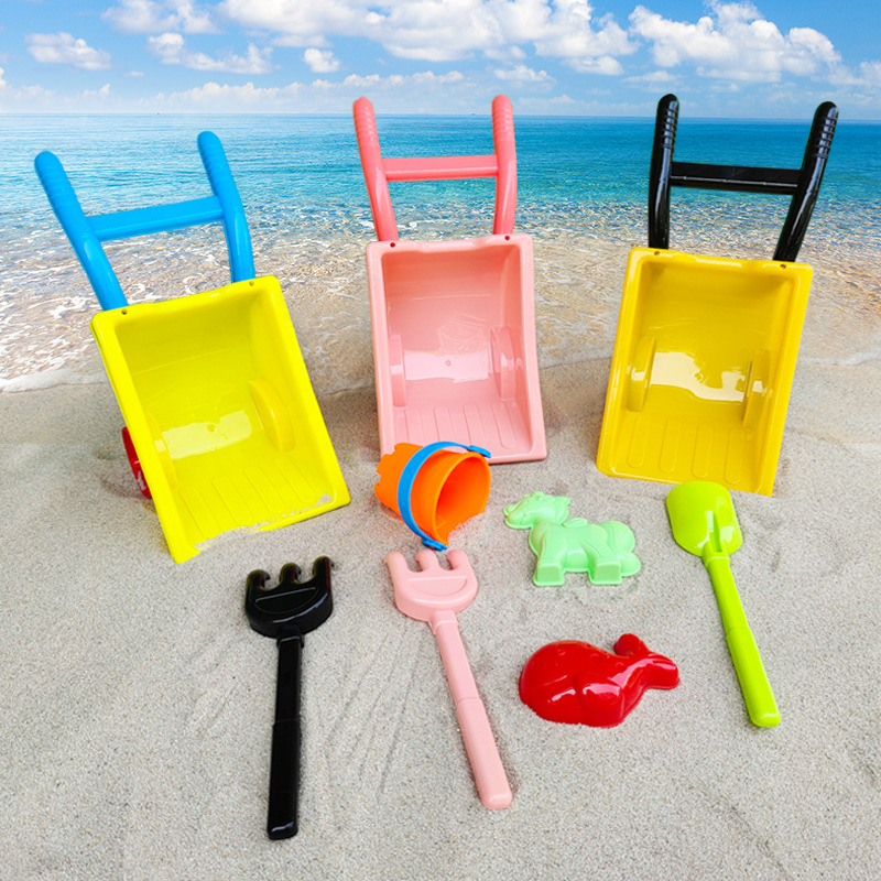 儿童沙滩玩具沙滩手推车男女孩四轮沙滩推车套装玩具海边玩具批发