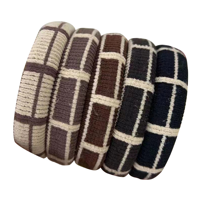 Autumn and Winter Black and White Plaid Hair Ring Chessboard Grid Towel Ring Highly Elastic Hair Rope No Lapping Defect Durable Hair Rope Hair Rope