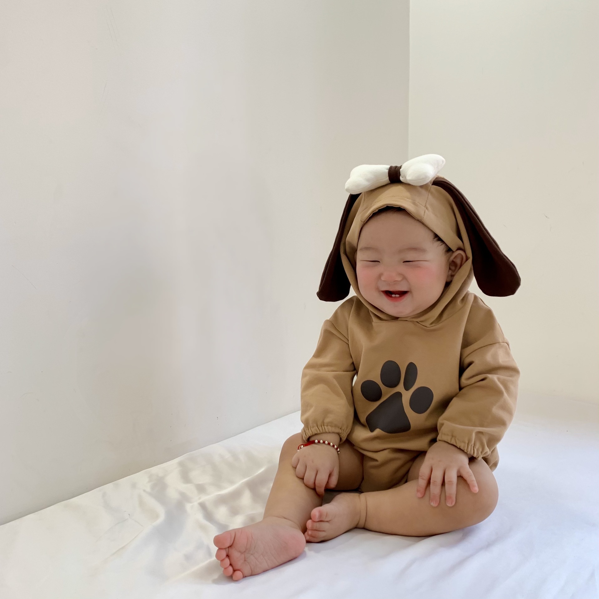 ins风宝宝小狗造型哈衣25春季新款婴幼儿连体衣宝宝百岁服爬服