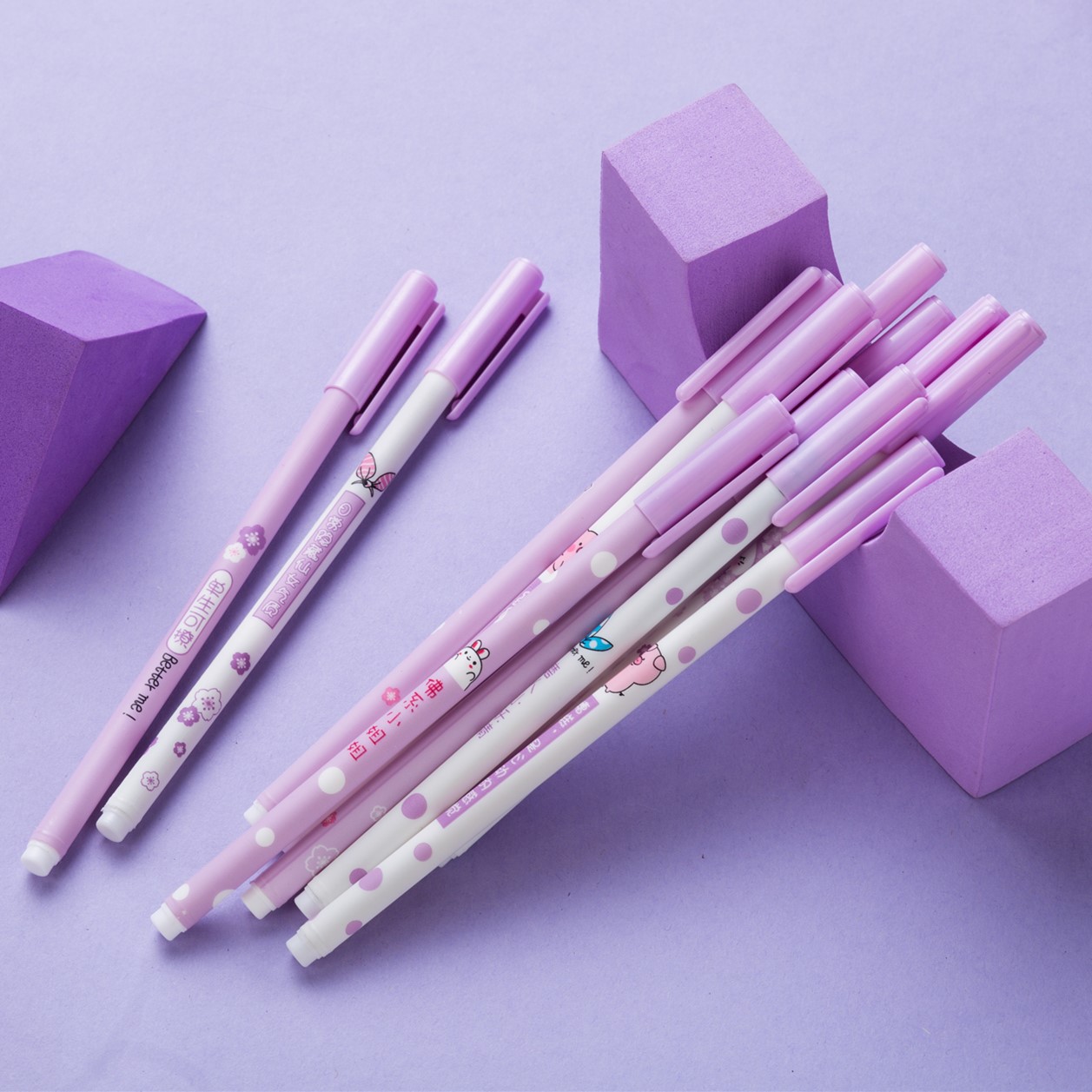 紫色学霸笔猪猪笔趣味文字学霸励志语0.5中性笔水笔碳素笔批发