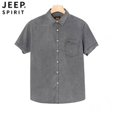 JEEP SPIRIT新款男士短袖衬衫快干翻领宽松透气大码男装休闲衬衣