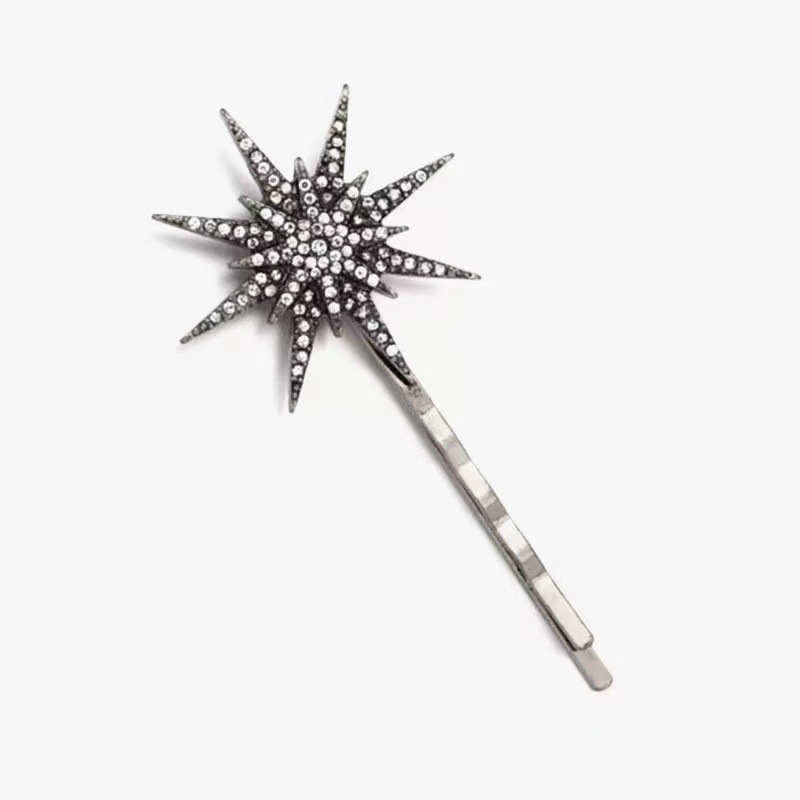 Factory Direct Sales European and American Japanese Hair Accessories Retro Geometric Diamond Moon Snowflake Star Hairpin Set Word Clip