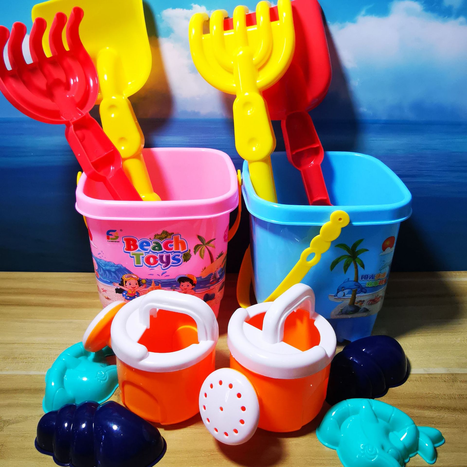 儿童海边沙滩玩具水桶挖沙铲子桶宝宝亲子男女孩戏水玩沙工具套装