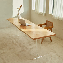 北欧实木办公桌创意设计师悬浮亚克力桌子简约家用工作台电脑桌