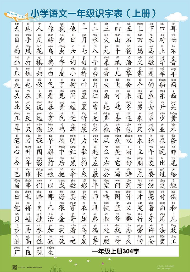 早教有声挂图一年级语文上下册生字识字墙贴表写字表同步生字词