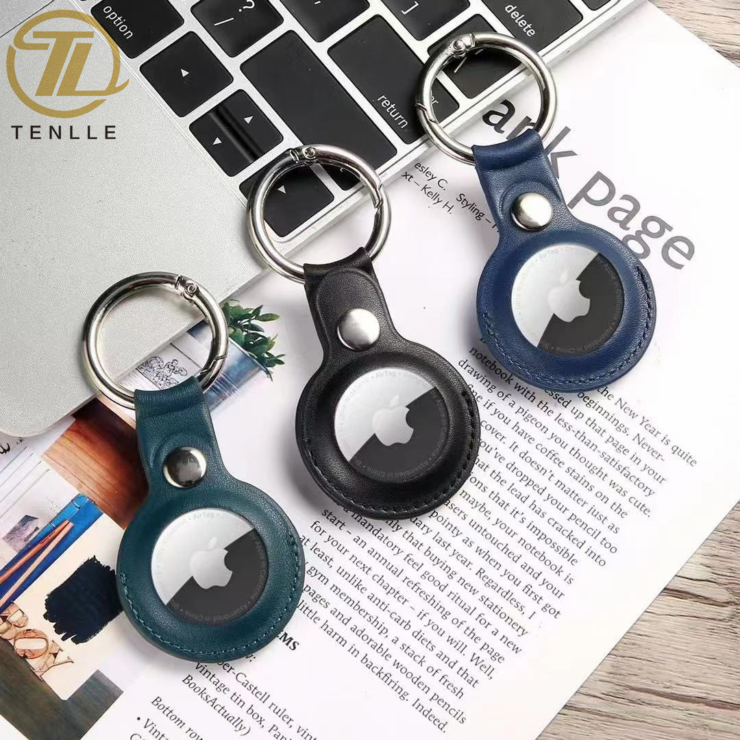 适用苹果airtag钥匙扣皮套airtag 防丢器定位器追踪器皮质保护套