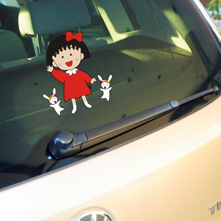 樱桃小丸子一家组合新手实习加油后视镜把手灯眉车身改装汽车贴纸