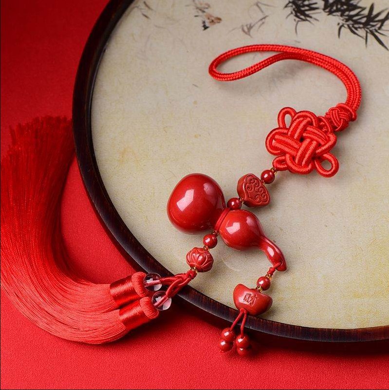 红朱砂福禄康宁葫芦汽车挂件男女紫金帝王砂后视镜车内平安吊饰坠