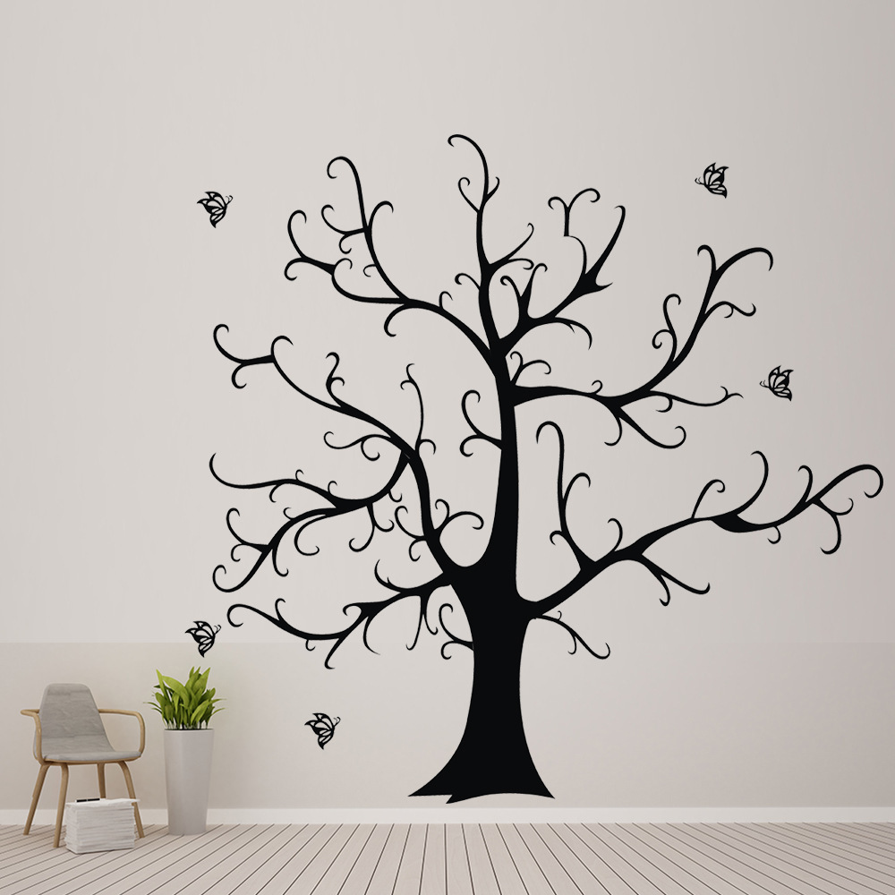 厂家直销跨境新款黑色大树乙烯基墙贴画客厅卧室玄关贴纸画ml314b