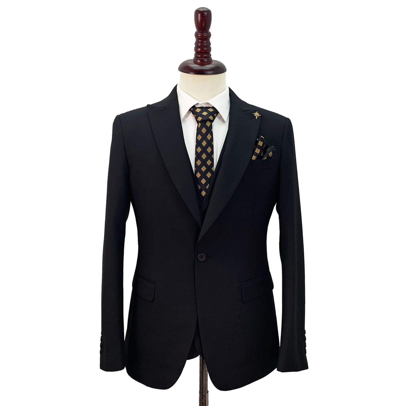 跨境外贸男士西装三件套装男式修身英伦西装休闲马甲商务正装西服