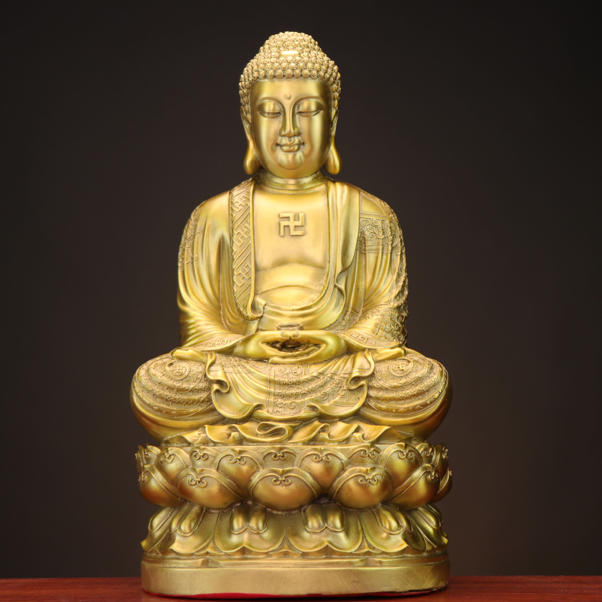 纯铜释迦摩尼 铜阿弥陀佛大日如来佛祖 铜像摆件 莲花佛 释迦佛