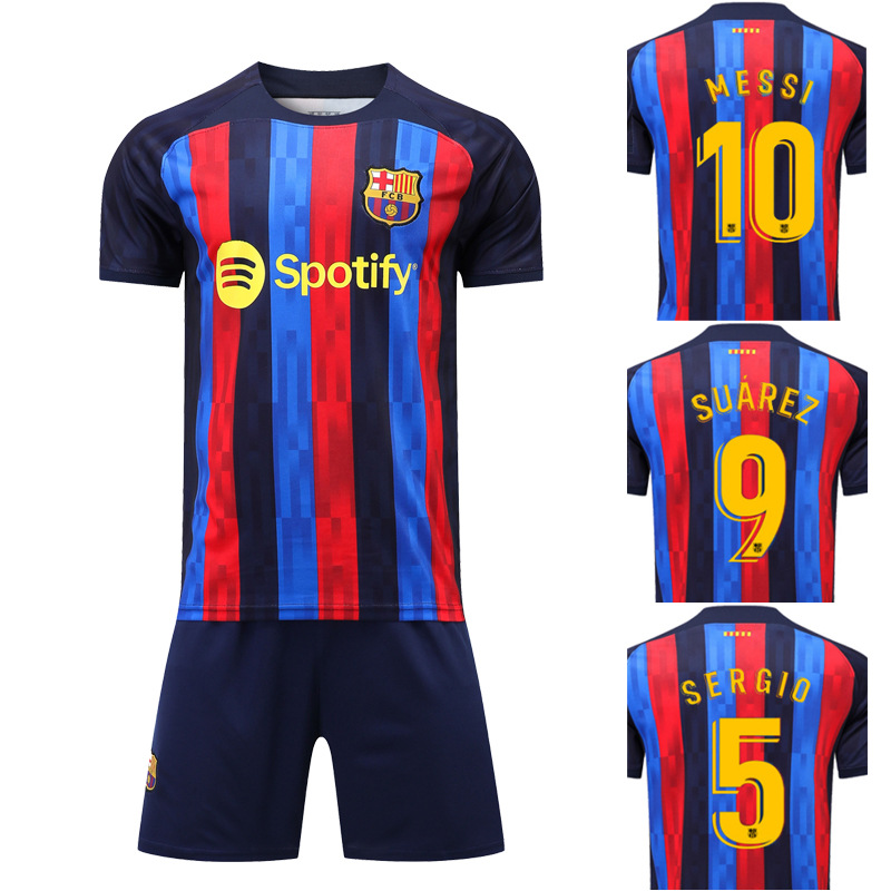 2223巴萨主场足球服套装大人儿童10号梅西球衣训练服现货一件代发