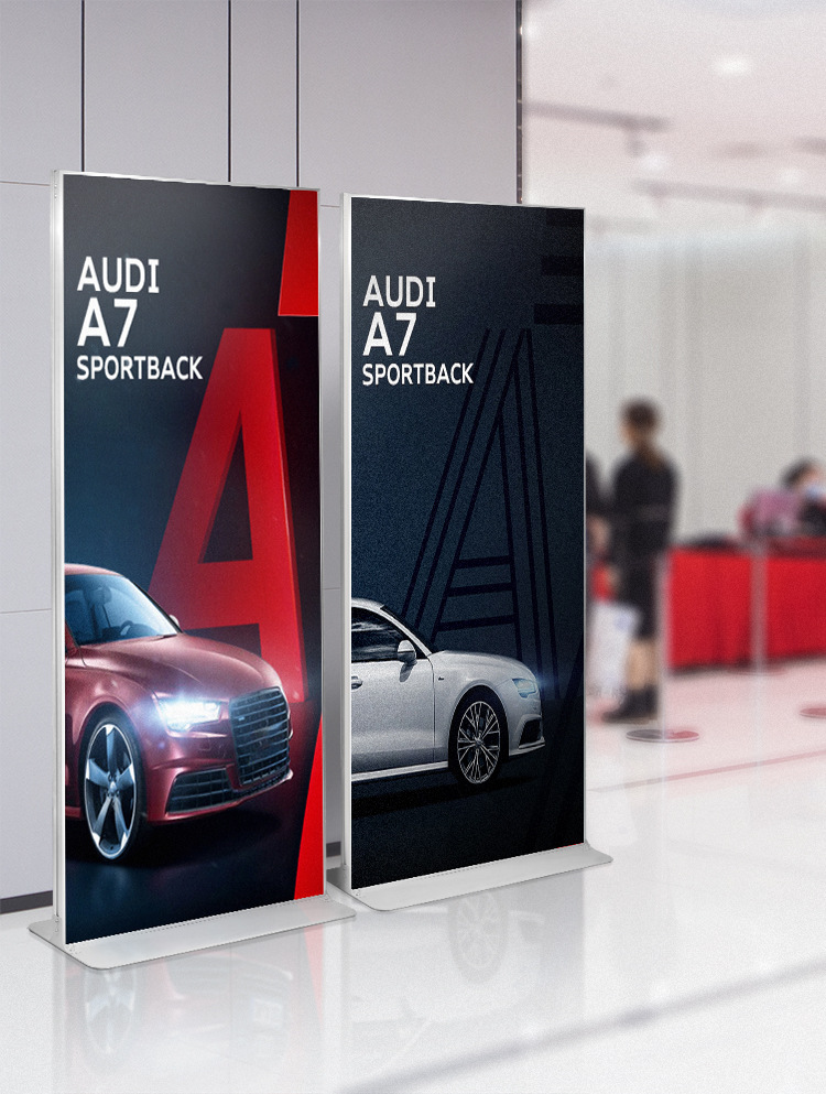 美式丽屏展架80x180 立式海报广告牌钉制 户外落地式立牌展示架