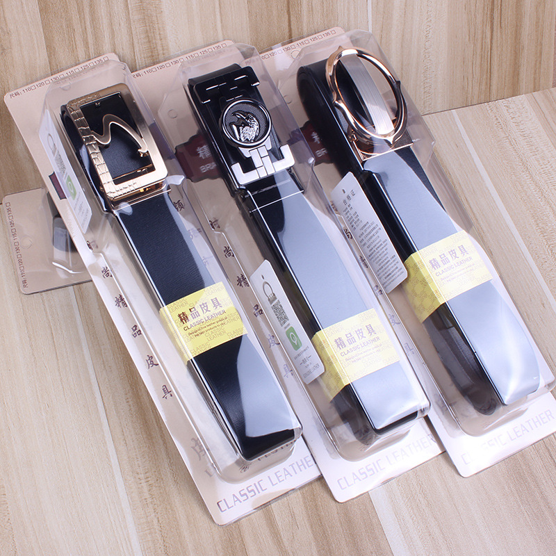 Belt Men's Wholesale Stall Belt Men's Belt Men's High-End Leather Gift Box Packaging Casual Belt