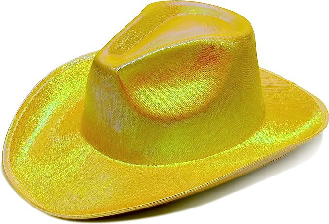 Neon Flash Space Cowboy Hat-Fun Metal Holographic Party Disco Female Cowboy Hat