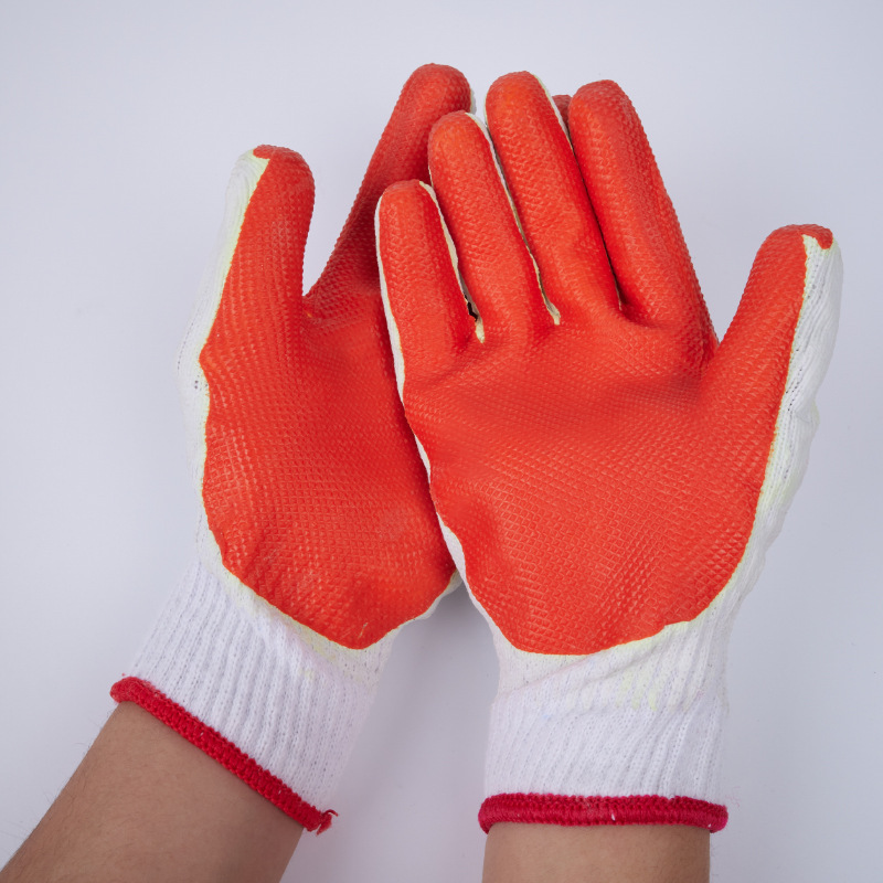 Ten-Pin White Yarn 90G Construction Site Handling Maintenance Labor Protection Wear-Resistant Non-Slip Cut-Proof Thickened Film Gloves Wholesale