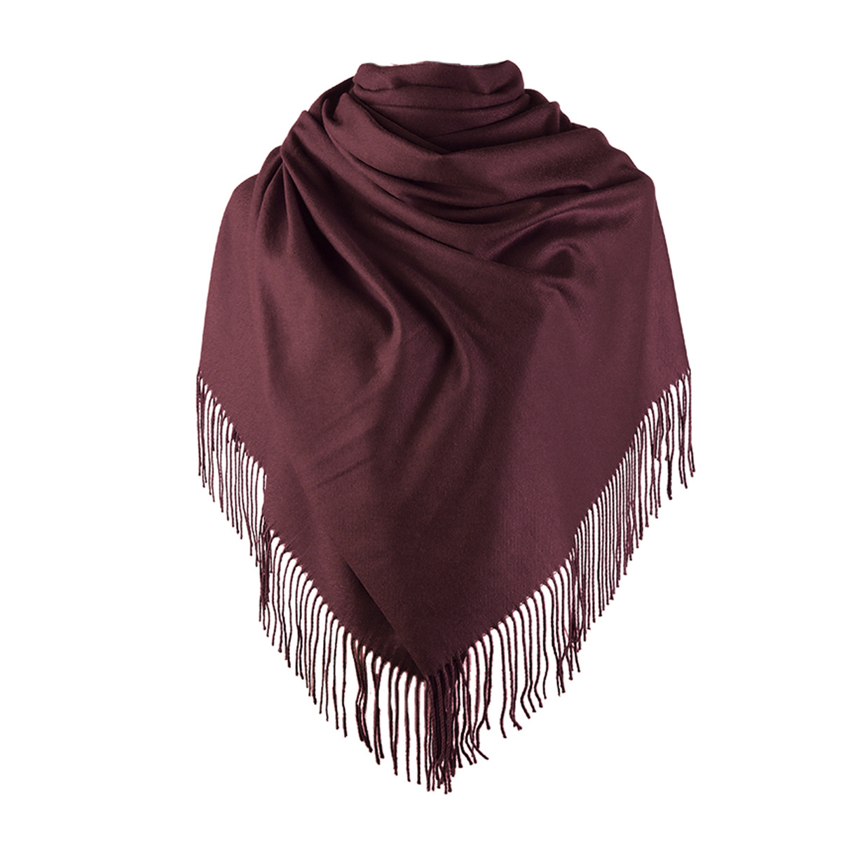 Factory Direct Sales Winter Trendy Shawl Cross-Border Cashmere Women's Solid Color Scarf Thickened Warm Long Fringe Scarf