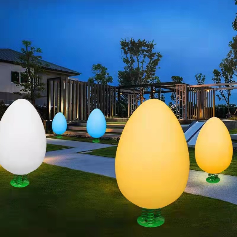 led发光不倒翁灯互动感应七彩变色发光蛋形球户外防雨草坪装饰灯